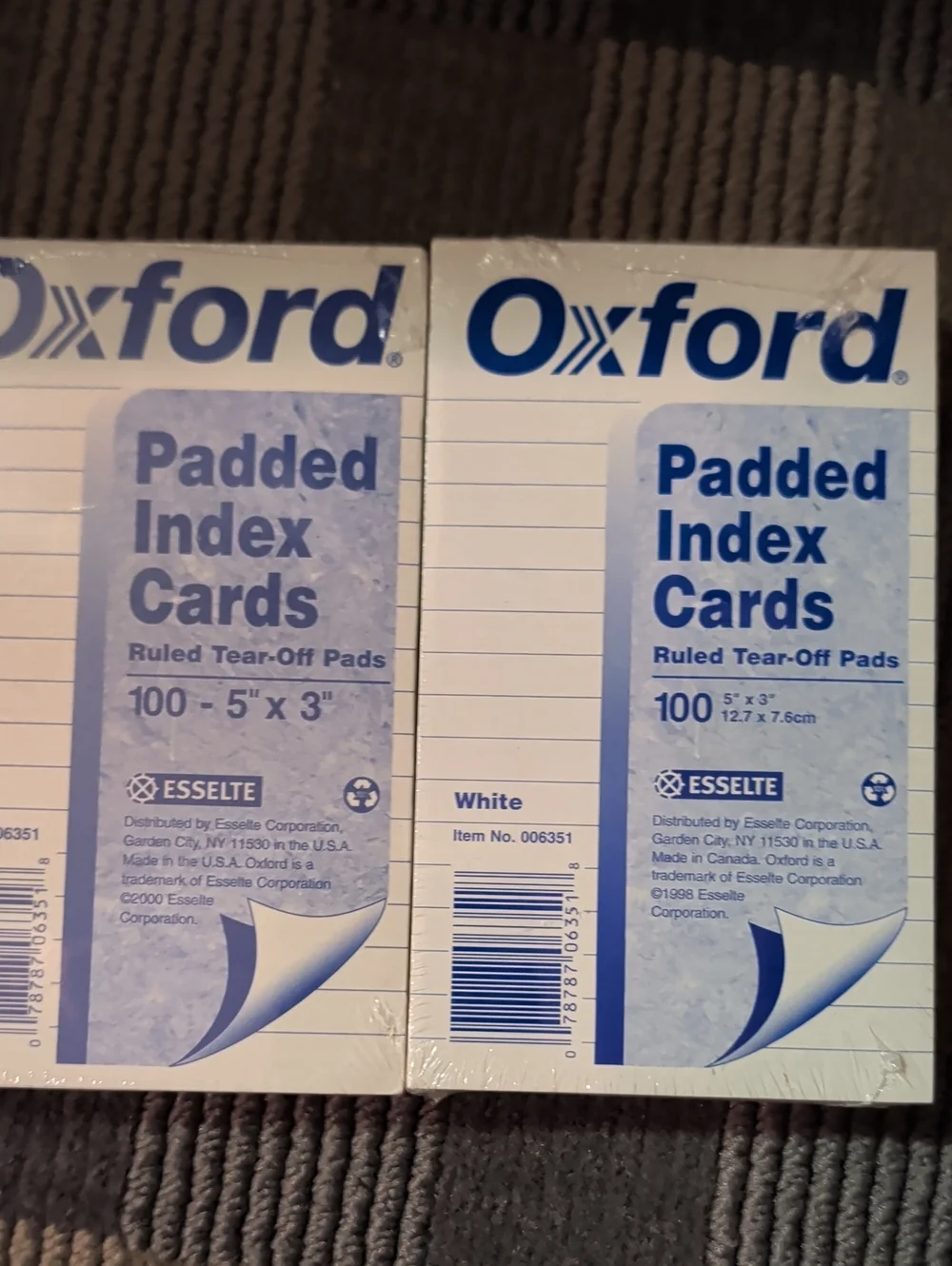 Four Packages Of Vertical Pads Of Note Cards/Index Cards. Levenger & Oxford